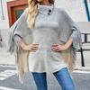 Autumn and Winter Women's Fashion Polo Neck Stripe Tassel Pullover Knitted Cape Cape Cape