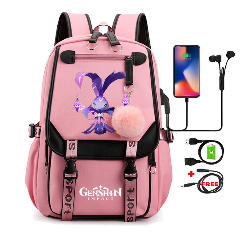 Anime Game Printed Bag Canvas Backpack Large Capacity Bookbag for Boy Girl Kids Gifts Usb Charging Travel Backpack Student School Bag
