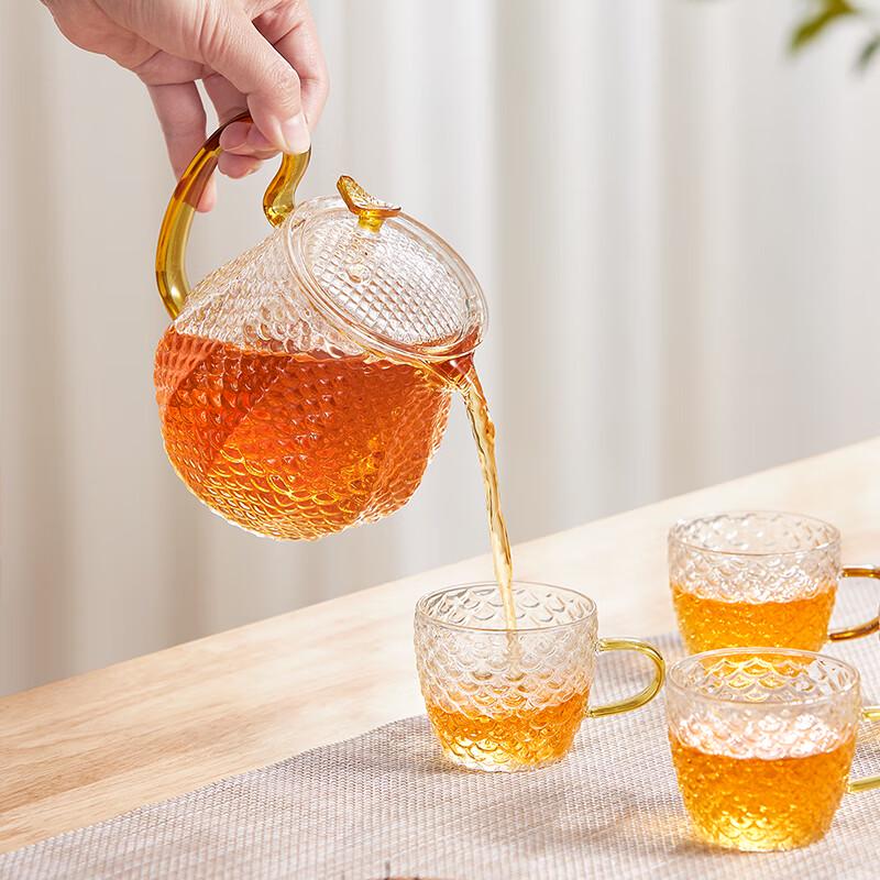 EKCO Corning Dragon Scale 5-Piece Glass Teapot Set