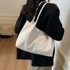 Large Capacity PU Leather Shoulder Bag French Style Solid Tote Bag Fashion Underarm Bag  Travel