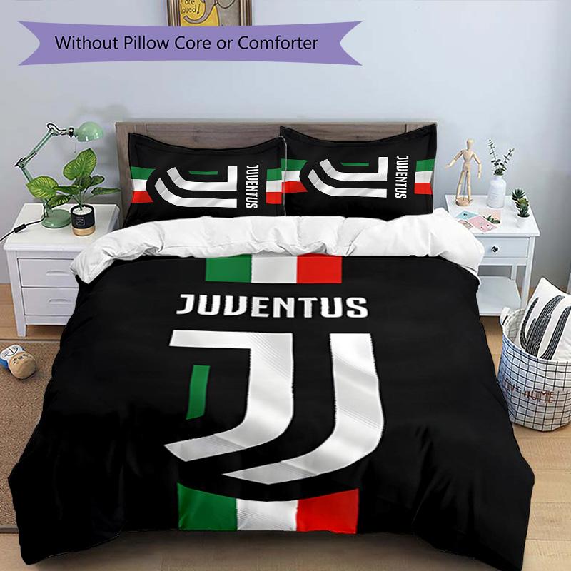 3pcs Juventus Design Cover Set - HD Printed Bedding with 1 Cover and 2 Pillowcases - Perfect for Home and Dorm Decor