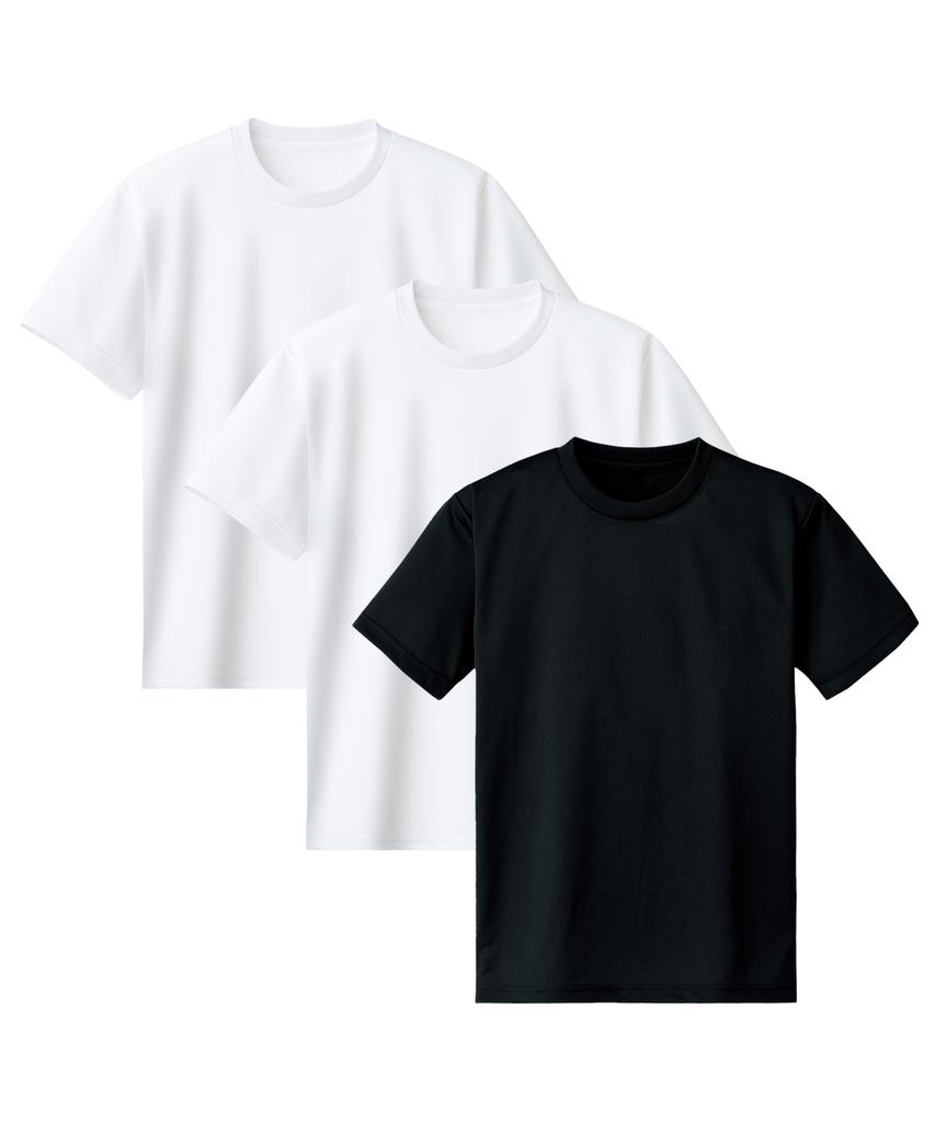 Muji [3 шт.] Mooz Сетчатая дышащая быстросохнущая круглая унисекс футболка с коротким рукавом (Тип А)
