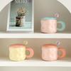 Ceramic Mug with Lid + Spoon Cute Female Office Coffee Cup Contrast Couple Household Water Cup