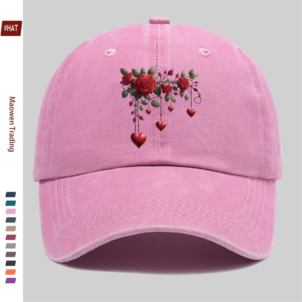 Регулируемая кепка-тракер Snapback с принтом 'Виноградное Сердце Роза' Винтажная Стирка Унисекс Кепка Подходит для Мужчин Женщин Легкая