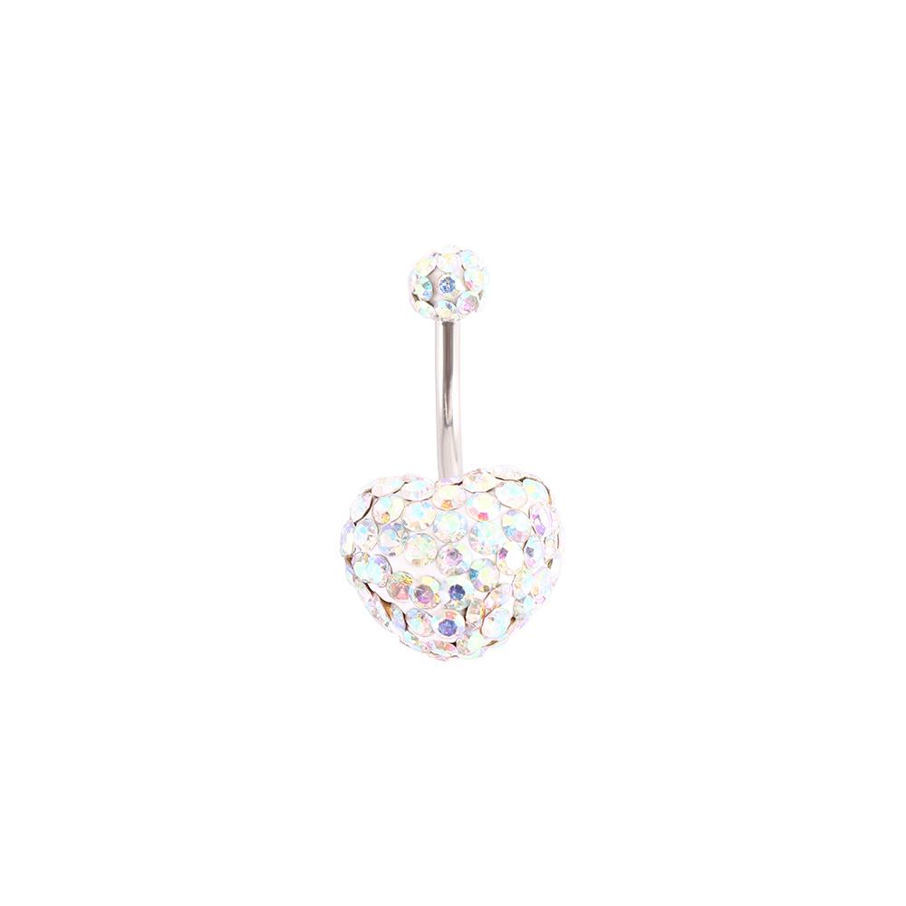 Fashion Punk Crystal Stainless Steel Heart-shaped Navel Piercing Belly Button Rings Umbilical Ring Body Piercing