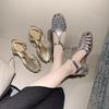 Модные женские сандалии-гладиаторы с закрытым носком 2025 лето горячая распродажа уличные туфли на ремешке с пряжкой женские новые ажурные сандалии на низком каблуке повседневные женские