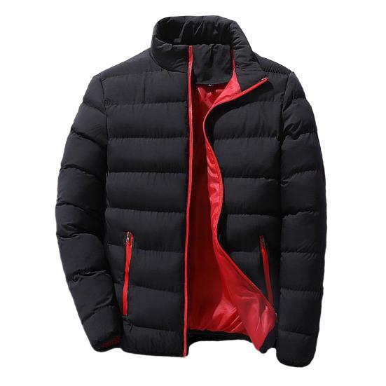 Men Winter Coat Padded Thick Solid Color Zipper Closure Stand Collar Long Sleeve Windproof Soft Warm Cold Resistant Men Jacket