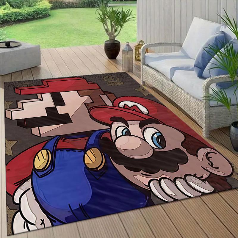 Super Mario2 Flannel Pattern Square Carpet,Area Rug,Carpet Rug for Living Room Bedroom Sofa Playroom Decor,Non-slip Floor Mat