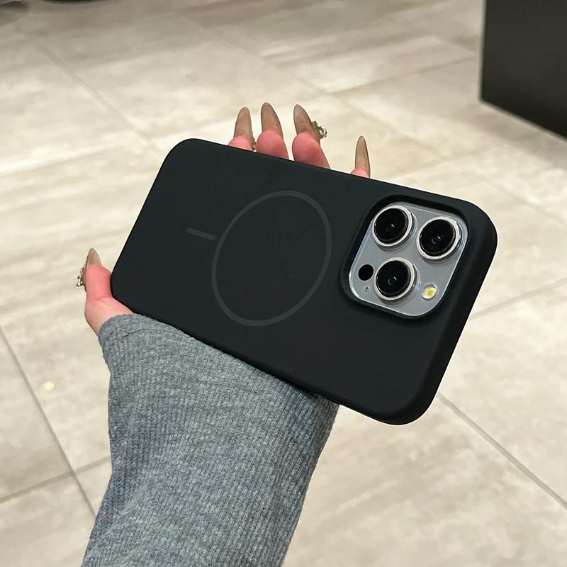 Жидкий силиконовый чехол Magsafe для iPhone 11 12 13 14 15 16 Pro Max Plus Магнитное беспроводное зарядное устройство Противоударный бампер