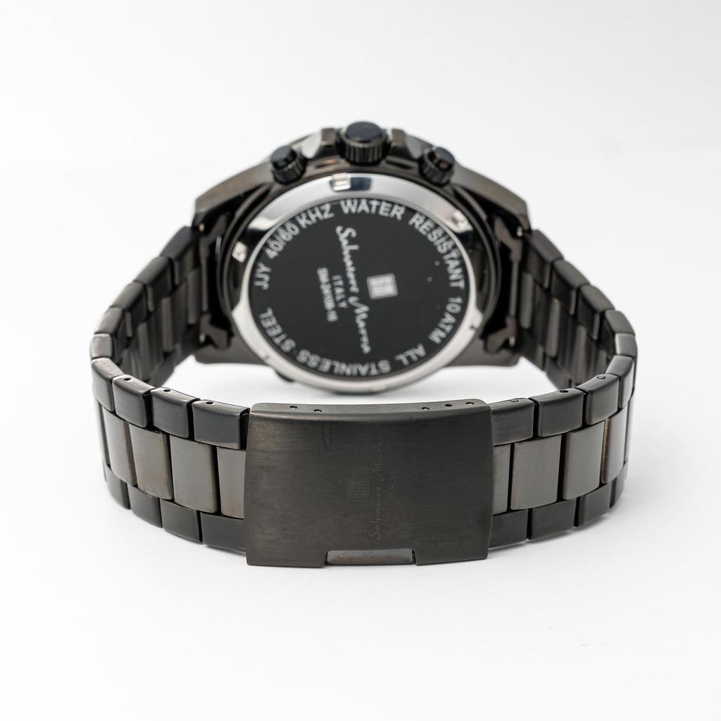 Salvatore Marra Радио Солнечные Часы Бизнес Аналоговые Кварцевые Водонепроницаемые с Тканью BKBK [Salvatore Marra] Мужские (Все черное)