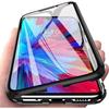 Xiaomi Redmi 9 Case, Tempered Glass Full Screen Magnetic Metal 360° Full Body Case for Redmi 9 - Black
