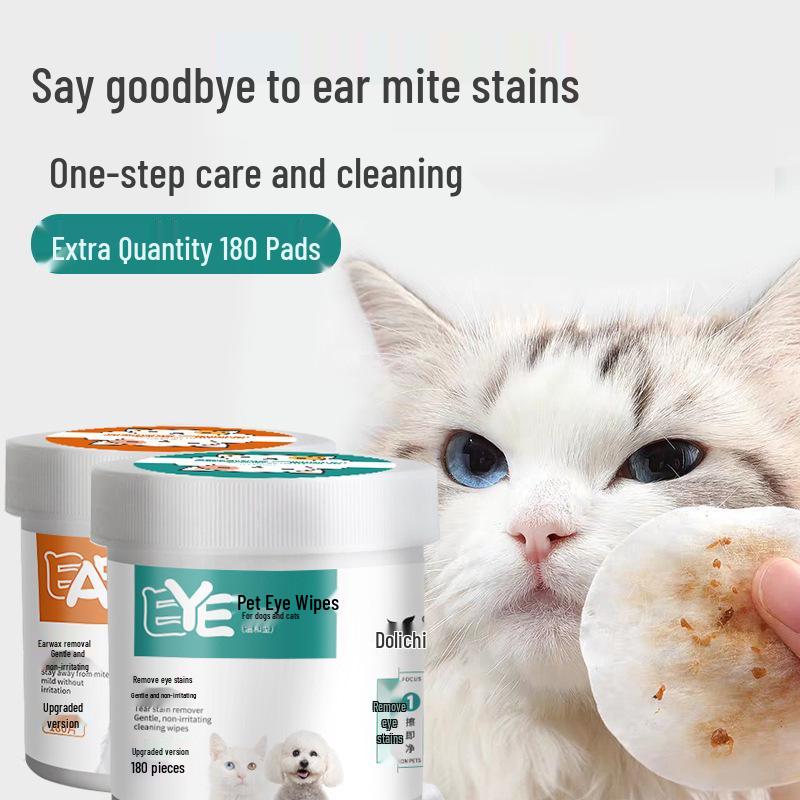 Pet Eye Cleaning Wipes - 180 Sheets for Dogs & Cats