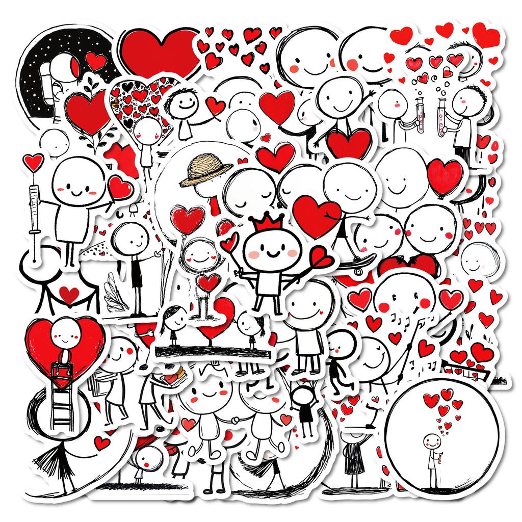 50 Stick Lines Злодей Граффити Наклейка Красная Любовь Личность Мультфильм Сделай Сам Рука Счет Наклейка