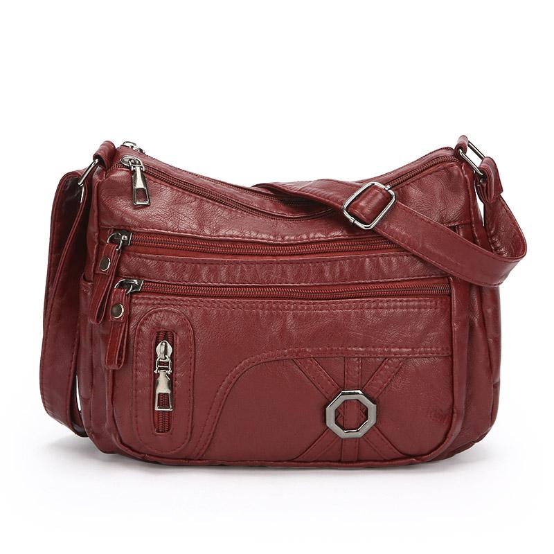 Винтажная сумка через плечо, женская сумка среднего возраста, мягкая кожаная многослойная сумка через плечо