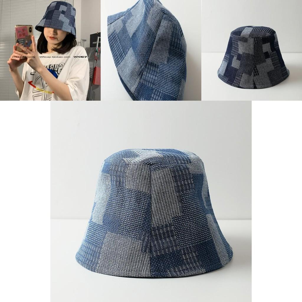 Стильная корейская джинсовая панама в стиле пэчворк, женская, летняя, для защиты от солнца, трендовая