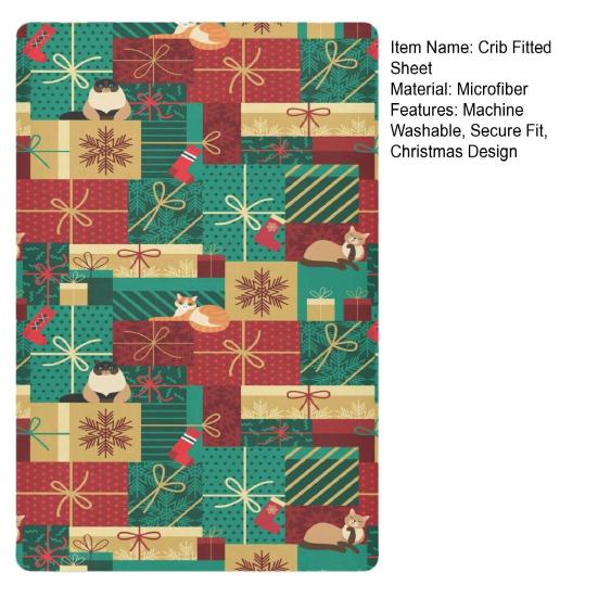 Рождественская простыня на матрас для детской кроватки Дед Мороз Рождественский носок Натяжная простыня для детской кроватки Чехол на матрас для детской кроватки с рождественской елкой для мальчиков и девочек Декор для детской кроватки