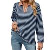 Женская модная полосатая футболка с V-образным вырезом и длинным рукавом, повседневная футболка, топ