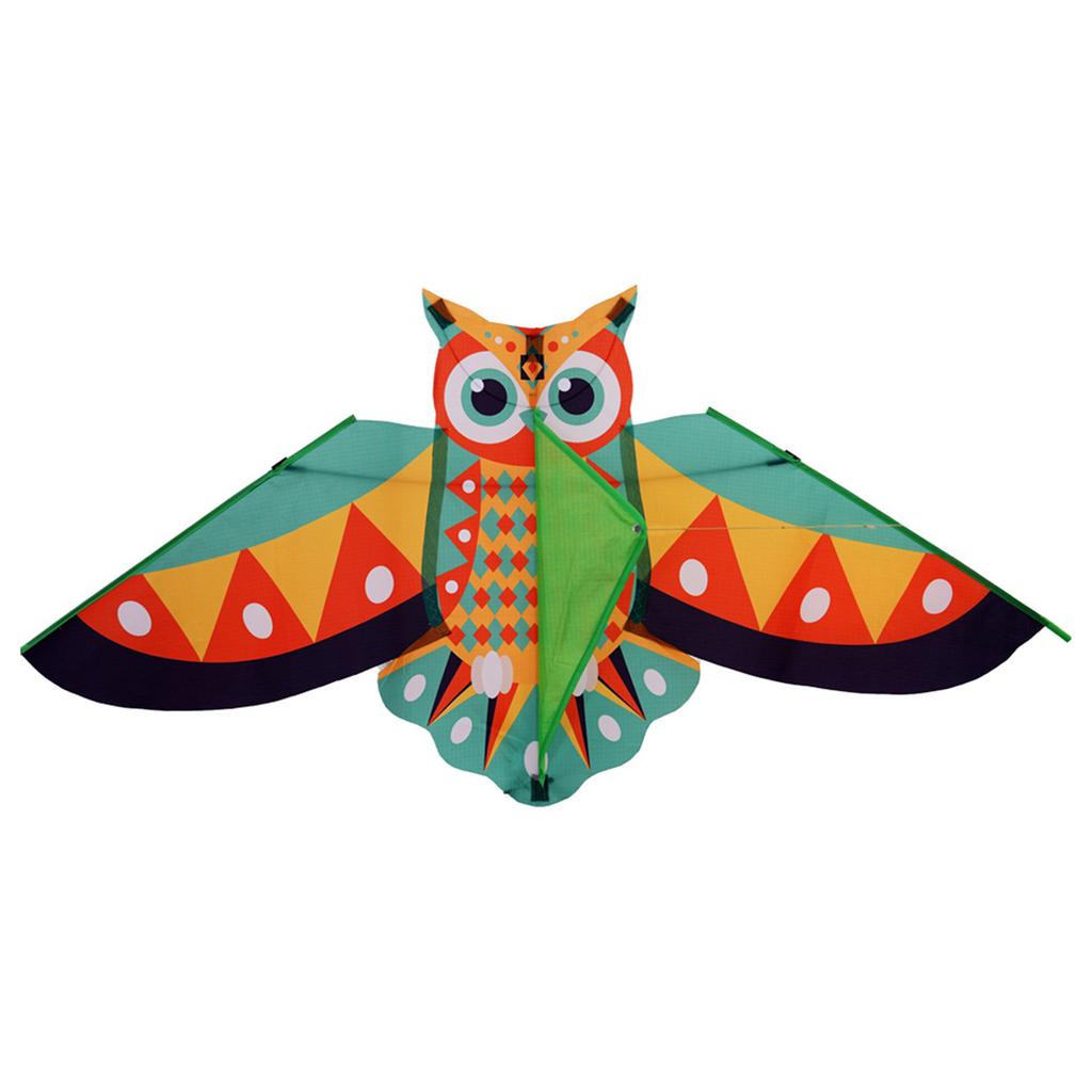 Durable Owl Kite For Kids Outdoor Activities Colorful Long Tail Design High Wind Resistance Fiberglass Frame Easy Assembly Foldable Travel Toy