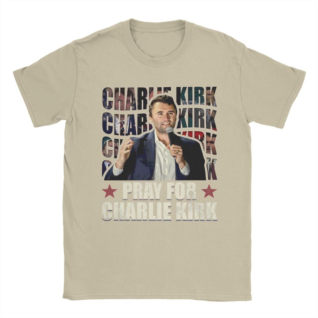 Pray for Charlie Kirk Charlie Kirk 2025 TShirt for Men Novelty Cotton Tees O Neck Short Sleeve T Shirt Birthday Present Clothes