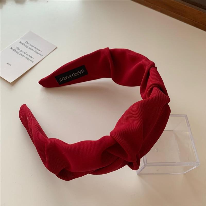 Korean Hair Accessories Solid Color Cotton Crumpled Women's Head Hoop Wide Bezel Makeup Hairbands for Ladies Headwear