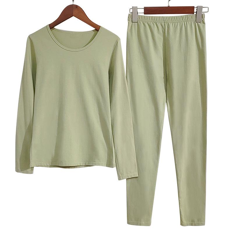 10A Антибактериальный женский приталенный комплект из чистого хлопка для осени - Базовый слой, Большой размер
