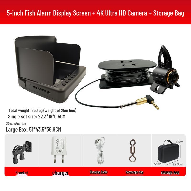 Underwater HD Night Vision Fish Finder Camera with Display and Video Recording