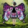 Butterfly Cloak for Kids Performance Cosplay Colorful Fairy Wing Costume with Fluttering Sleeves Layered Hem Carnivals Skirt Halloween Photography