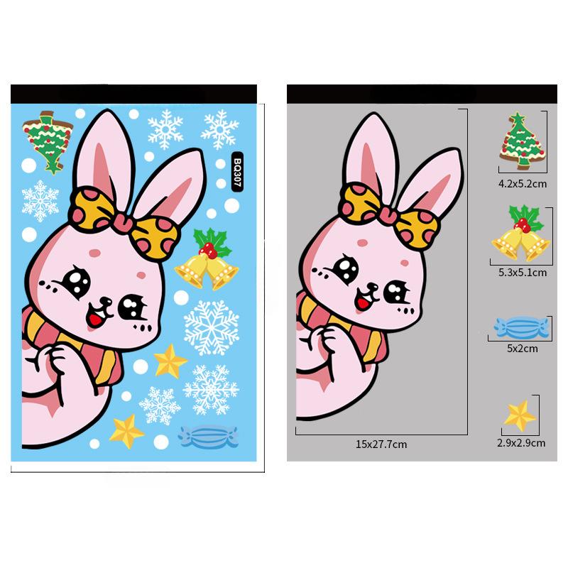 Christmas Decoration Window Stickers Cartoon Elk Santa Claus Snowman Xmas Mirror Stickers Merry Christma Sticker New Year