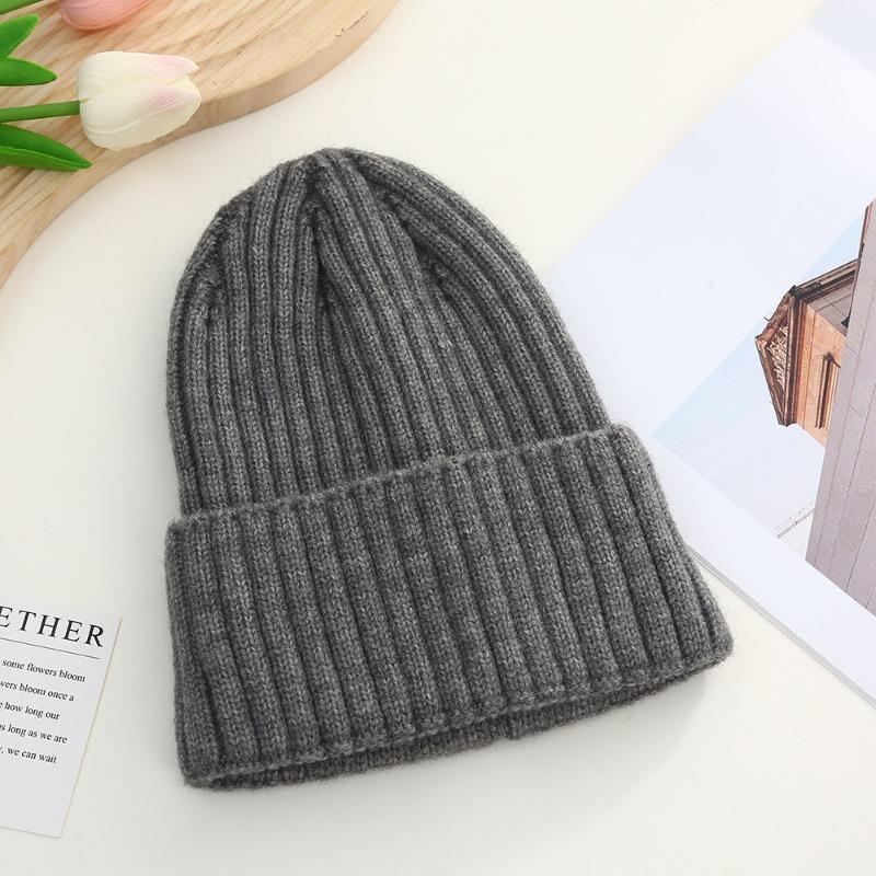 Зимняя женская однотонная вязаная шапка, теплая вязаная шапка для улицы, нейтральная повседневная шапка