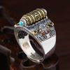 Retro Buddhist Scripture Ring Can Be Rotatable For Men Jewelry Personality Silver 925 Ring Adjustable Male Index Finger Bijou