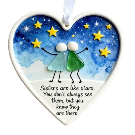 Sea Glass Art Friendship Ornament Handmade Sea Glass Christmas Tree Ornament TRUE Friends Are