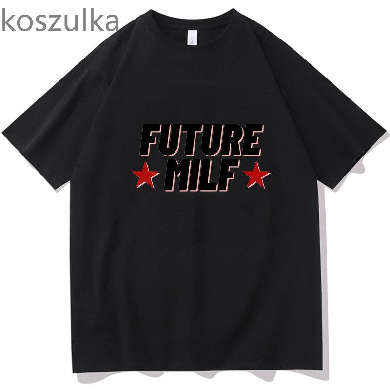 Унисекс 2023, модные повседневные женские укороченные футболки с принтом Future Milf Star, укороченный топ, летняя черная сексуальная футболка для девочек, уличная одежда Y2k