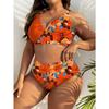 Europe and The United States New Women's Large Size Split Bikini Digital Printing Gather Fashion Swimsuit