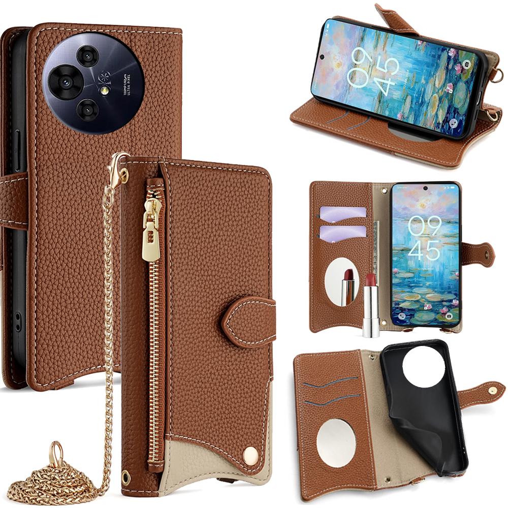 Wallet Case for TCL 50 NxtPaper 5G/50 Pro NxtPaper 5G Fishtail Design Leather Phone Cover with Mirror/Stand/Strap