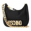 Moschino С логотипом Съемная цепочка-ручка Застежка-молния Сумка-тоут из телячьей кожи Наплечная сумка Женские сумки Черный A757980243555