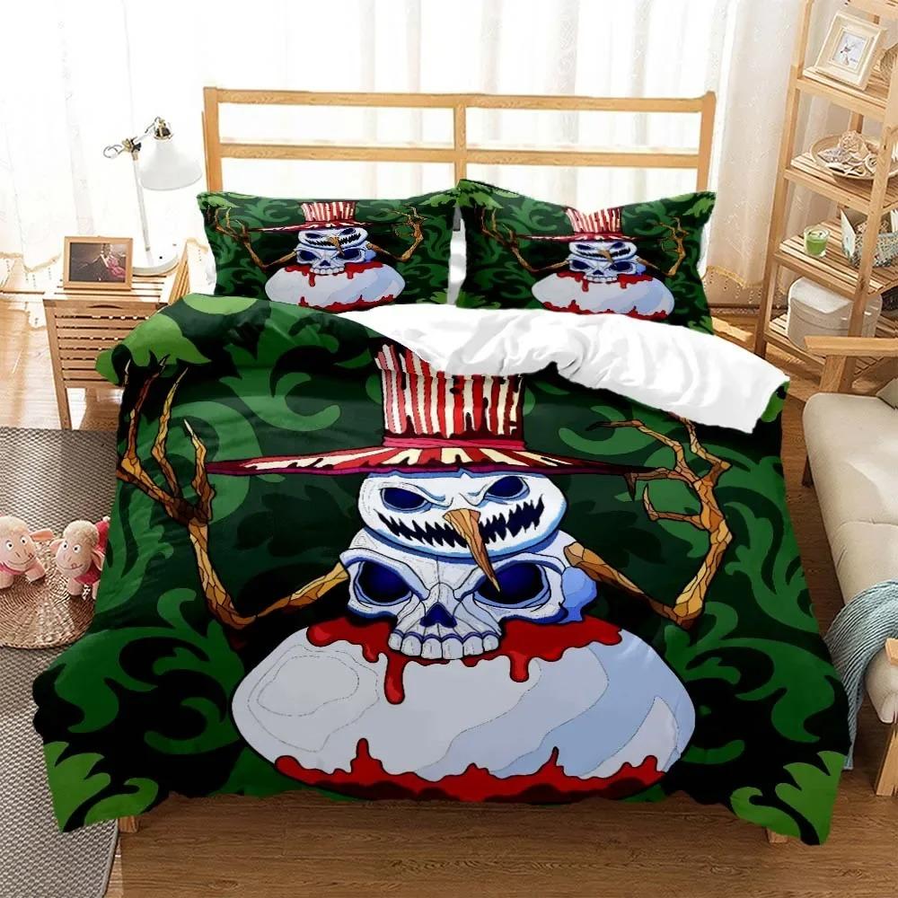 Персонализированный цифровой принт с черепом, полиэстеровое постельное белье для мальчиков и девочек, три предмета, удобное, мягкое, подарок для пары