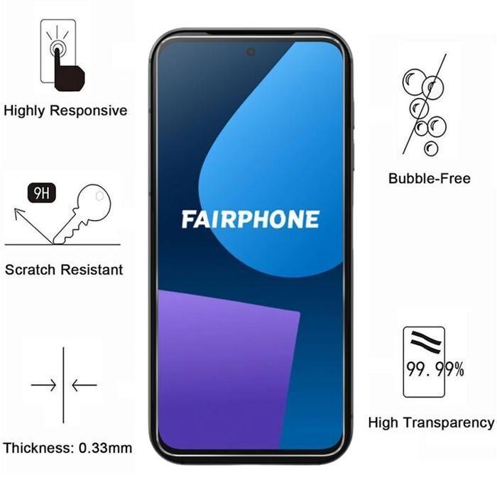 Защитная пленка для экрана - Phonillico® - Fairphone 5 - Набор из 4 штук - Закаленное стекло - Устойчива к царапинам