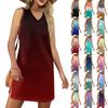 Women's V-neck Summer Casual Beach Vacation Women's Sleeveless Gradient Print Sundress