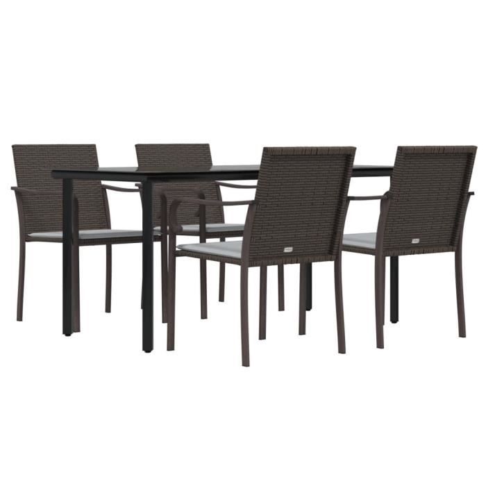VidaXL Garden Dining Set 5 Pcs Cushions Wicker Steel 3186961