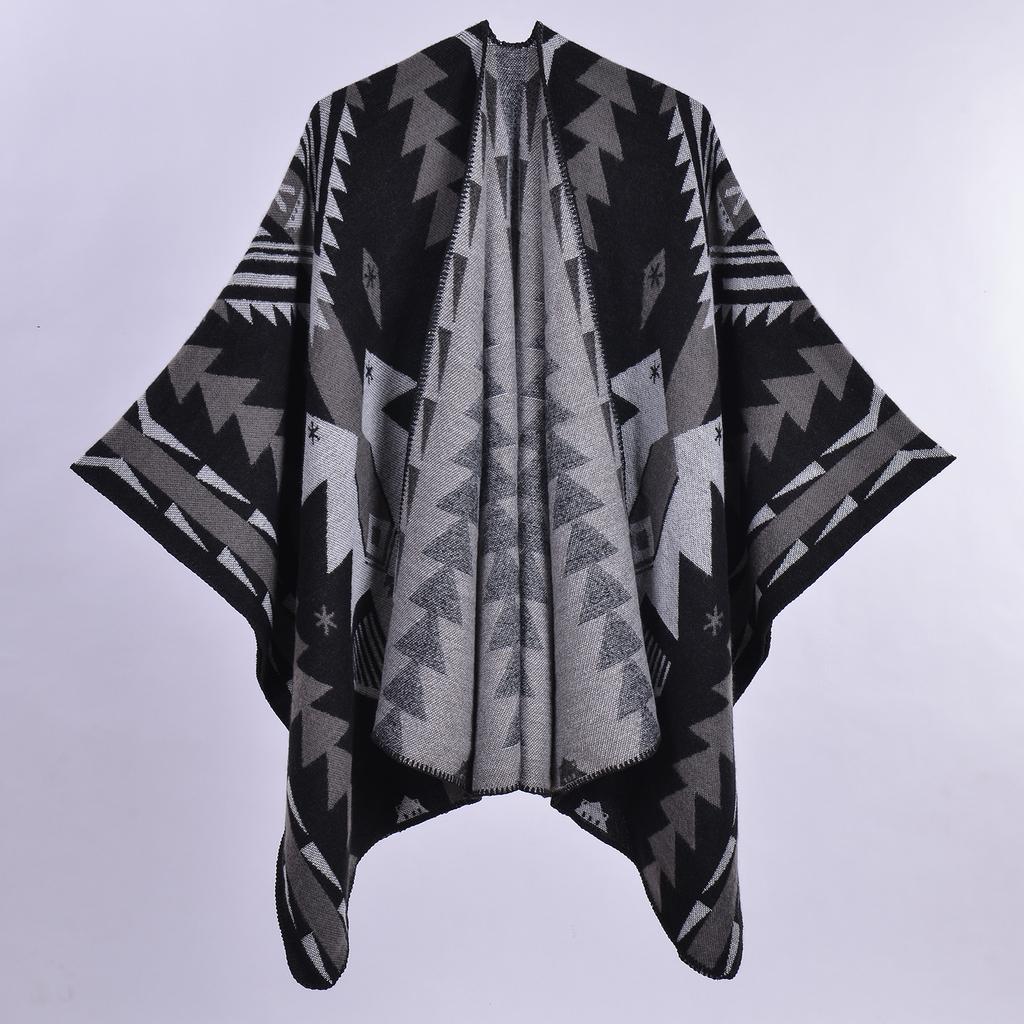 DX Thickened Ethnic Style Women's Shawl Autumn and Winter Retro Indian Style Warm Split Cloak Jacket Amazon Wholesale