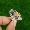 Natural Tiger'S Eye Gemstone Multi Stone Flower Adjustable Ring 925 Silver