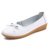 Women Flats Ballet Shoes Genuine Cowhide Leather Breathable Moccasins Boat Ballerina Ladies Casual Loafers Off White