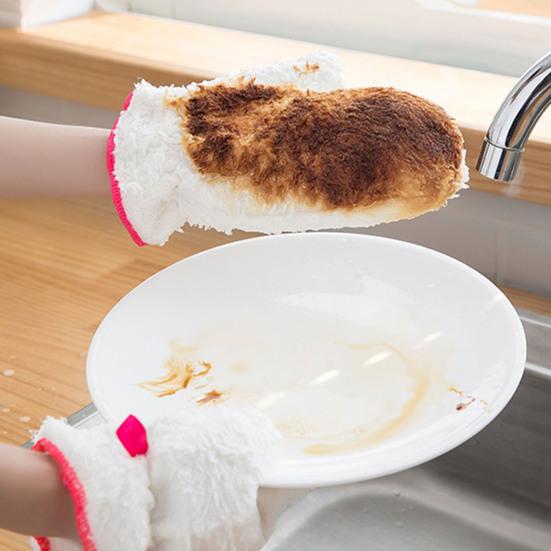 1Pc Dishwashing Glove Steel Scratch Free Waterproof Hanging Loop Heat Insulation Steel Wool Bamboo Fiber Kitchen Pot Pan Bowl Scrubber Washing Glove