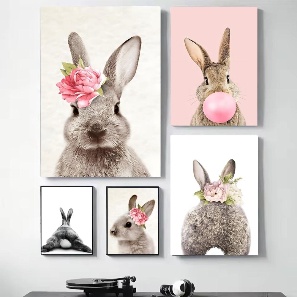 1 шт. Горячая банка Eckart Wow The Animals Rabbit Bubble Gum Art Poster HD Posters Home Room Bar Cafe Decor Art Wall Painting Picture