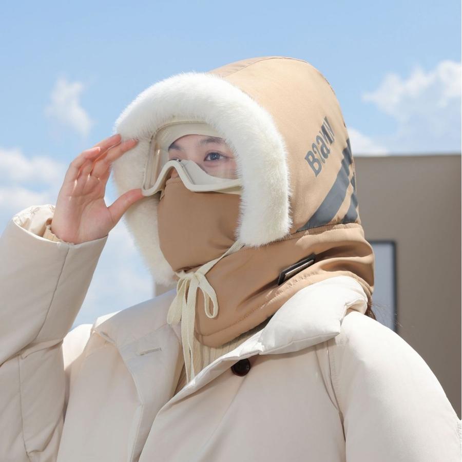 Women's Winter Windproof Cycling Balaclava Mask Headset Warm Northeast Anti-Cold Thick Fang Hat Men's