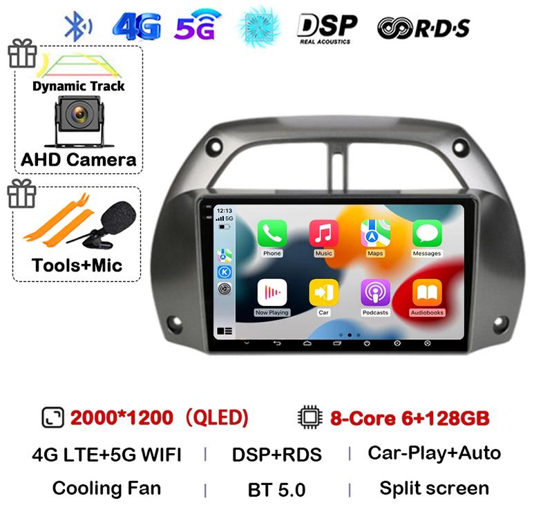Автомагнитола Android14 Carplay для Toyota RAV4 Rav 4 2001 2002 2003 2004 2005 2006 Мультимедийный GPS-плеер Стерео 2din Головное устройство DSP