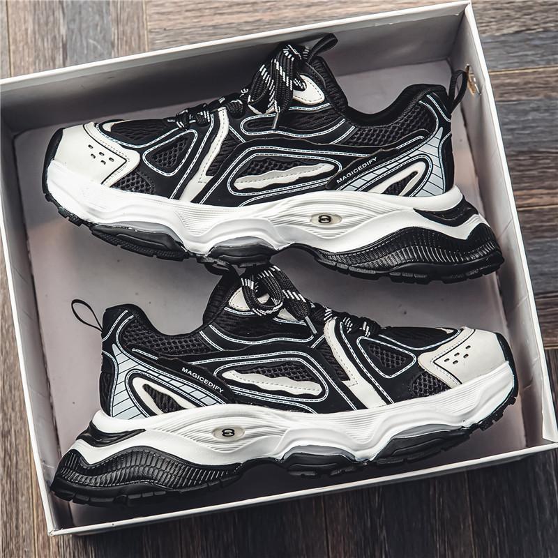 Мужская обувь 2024 года, новая осенняя дышащая сетчатая модная популярная обувь для пап, молодежная обувь для отдыха, спорта, на платформе, модная обувь