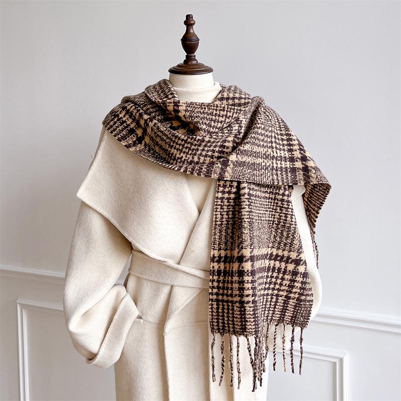 Autumn Luxury Women Plaid Scarves 180*30cm Men Thicken Warm Scarf Classic Plaid Tassel Shawl Cashmere Imitation Poncho Stoles