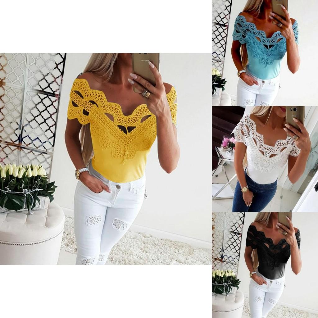 Женские футболки с коротким рукавом и кружевом премиального качества для непринужденного летнего стиля