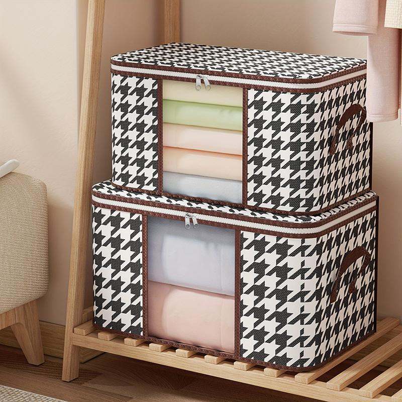 Visible Large Capacity Storage Box Portable Household Clothes Organizer with Handles Foldable Dustproof Quilt Zipper Container